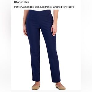 Charter Club Petite Cambridge Slim-Leg Navy Pants